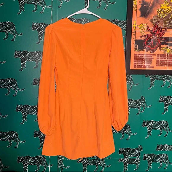 NWT Superdown Orange Selene Wrap Dress V-Neck Long Sleeves Front Tie Size XS - Picture 8 of 10